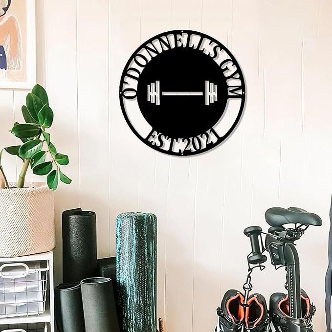 Luxury Personalized Home Gym Metal Sign, Gym Decor, Workout Room Sign