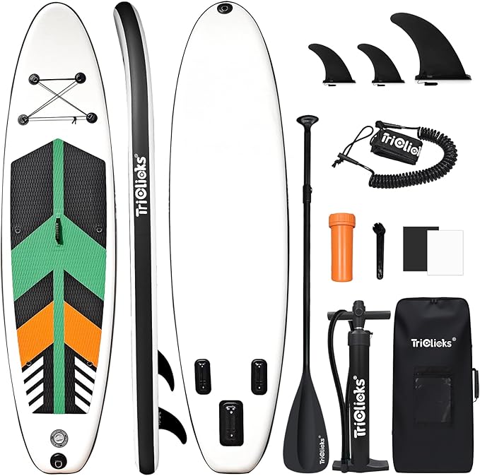 10' Inflatable Stand Up Paddle Board, Ultra-Light Wide Yoga Board for All Skill Levels with Premium SUP Paddleboard Accessories, 84L Waterproof Bag, Non-Slip Comfort Deck for Youth & Adults