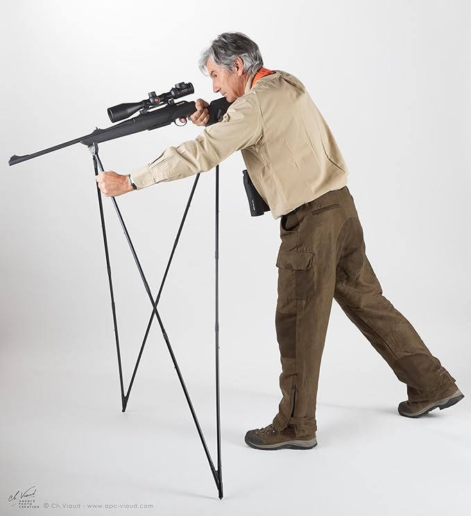 4 Stable Sticks® Essential 4 Points Bipod Shooting Sticks - Lightweight Aluminium, Extrem Stability for Hunting and Shooting, Foldable and transportable