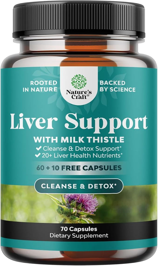 Liver Cleanse Detox & Repair 70 Capsules - Herbal Liver Support Milk Thistle Supplement - Silymarin Milk Thistle Supplements with Dandelion Root, Choline, Beetroot & Artichoke Extract