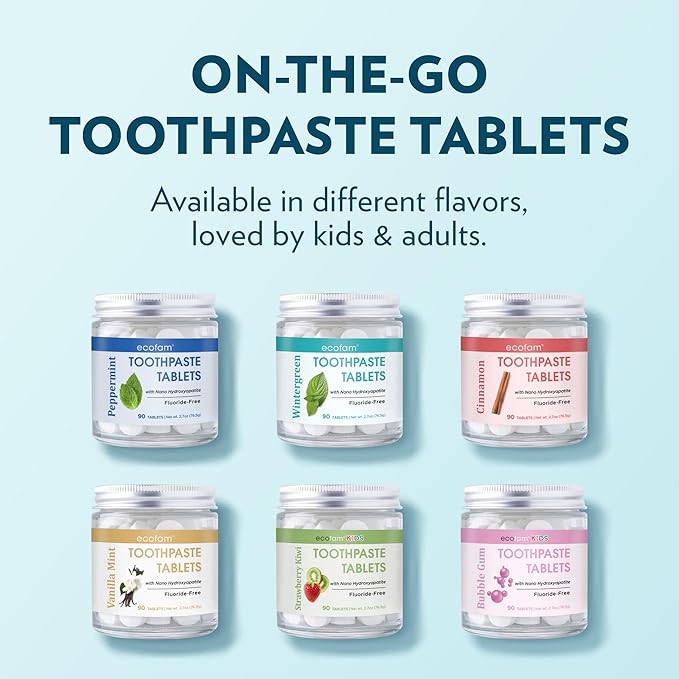 Toothpaste Tablets – Vanilla Mint | Nano Hydroxyapatite Toothpaste Tablets Chewable | Fluoride Free l 90 Tabs