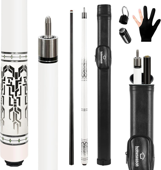 HomeSeason Glass Fiber Pool Cue 58" Professional Pool Stick 12.7mm 4-Layer Tip Low Deflection Cue Stick, 3 * 8/8Joint Pin, Ultra-Smooth, Billiard Cue Sticks