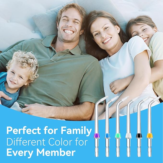 Replacement Tips for Waterpik Water Flosser, Replacement Orthodontic Tips Compatible with Waterpik Water Flossers and Other Brand Oral Irrigators (6-Pack)