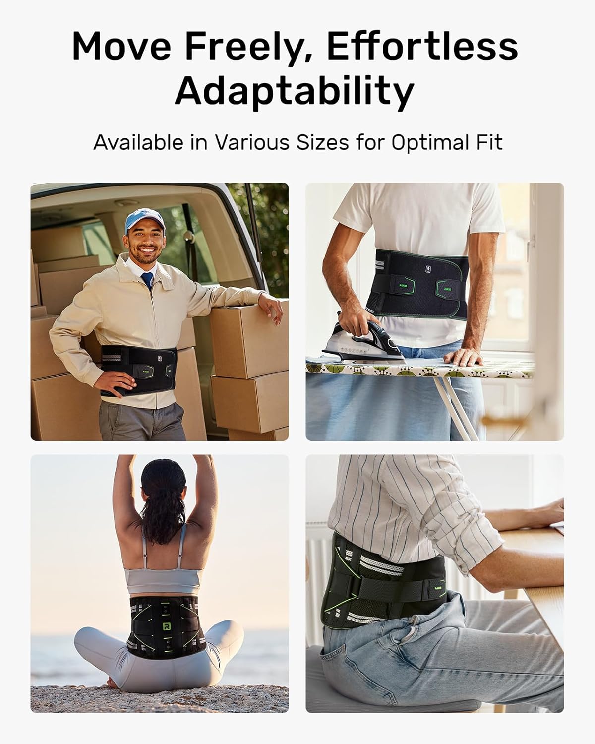 Lumbar Back Brace with Removable 3D Pad, Adjustable Lower Back Pain Relief Support for Men and Women, Comfortable Support Belt Ideal for Lower Back Pain, Sciatica, Posture Correcter, Green Size XL (Waist: 45.3"-51.2")