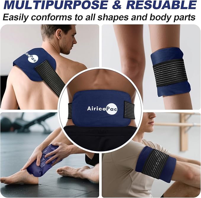 Ice Packs for Injuries Reusable (3-Piece Set) – Hot and Cold Ice Pack Therapy Gel Wrap Support – Supports Recovery, Joint and Muscle Pain – Knees, Back & More