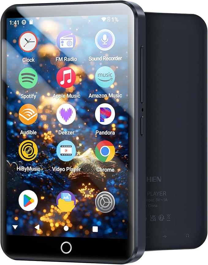 160GB MP3 Player with Bluetooth and WiFi, MECHEN Android 13 OS MP3 & MP4 Players with 4" Touchscreen and Speaker,Music Players with Spotify,Pandora, Audible, Amazon Music, Play Store