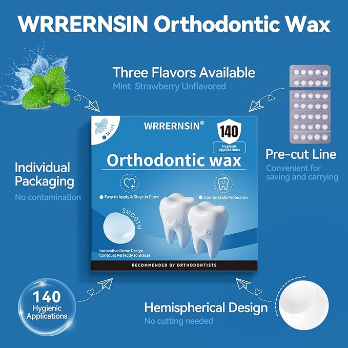 Braces Wax Dots Orthodontic Wax for Braces 140 Individual Hygienic Packaging Dental Kit Oral Care Mint