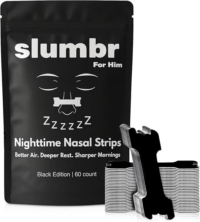 Nasal Strips for Breathing (60 Count) – Extra-Strength Grid Adhesive – Built for Nighttime Comfort, Clear Breathing & Consistent Sleep Routines (for Him - Black)