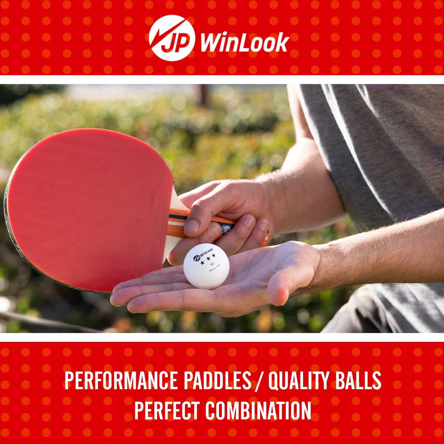 JP WinLook Ping Pong Paddles Sets - Portable Table Tennis Paddle Set with Ping Pong Paddles Professional Case & Ping Pong Balls - Premium Table Tennis Racket Player Set for Indoor & Outdoor Games