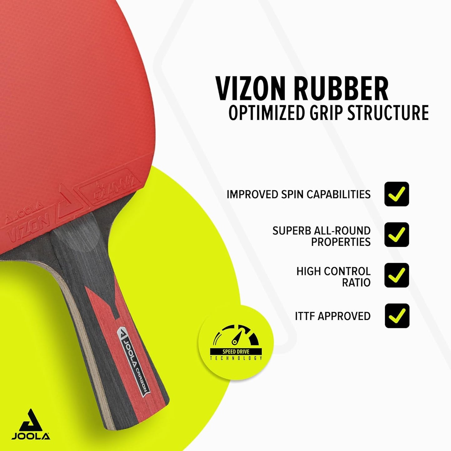 JOOLA Carbon Speed Ping Pong Paddle with Paddle Cover - Ergonomic Grip - ITTF Approved - Professional Ping Pong Paddles for Advanced Power & Speed - Table Tennis Racket - Black