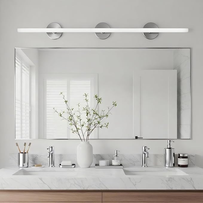 20x40 Inch Nickel Bathroom Mirror for Wall, Aluminum Frame Rectangle Rectangular Vanity Mirror, Modern Large for Bedroom, Living Room, Horizontal or Vertical