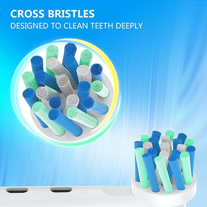 Replacement Toothbrush Heads Compatible with Oral B Electric Toothbrushes, 4pcs, Round Head Fits for CrossAction, Accessories for Vitality Plus