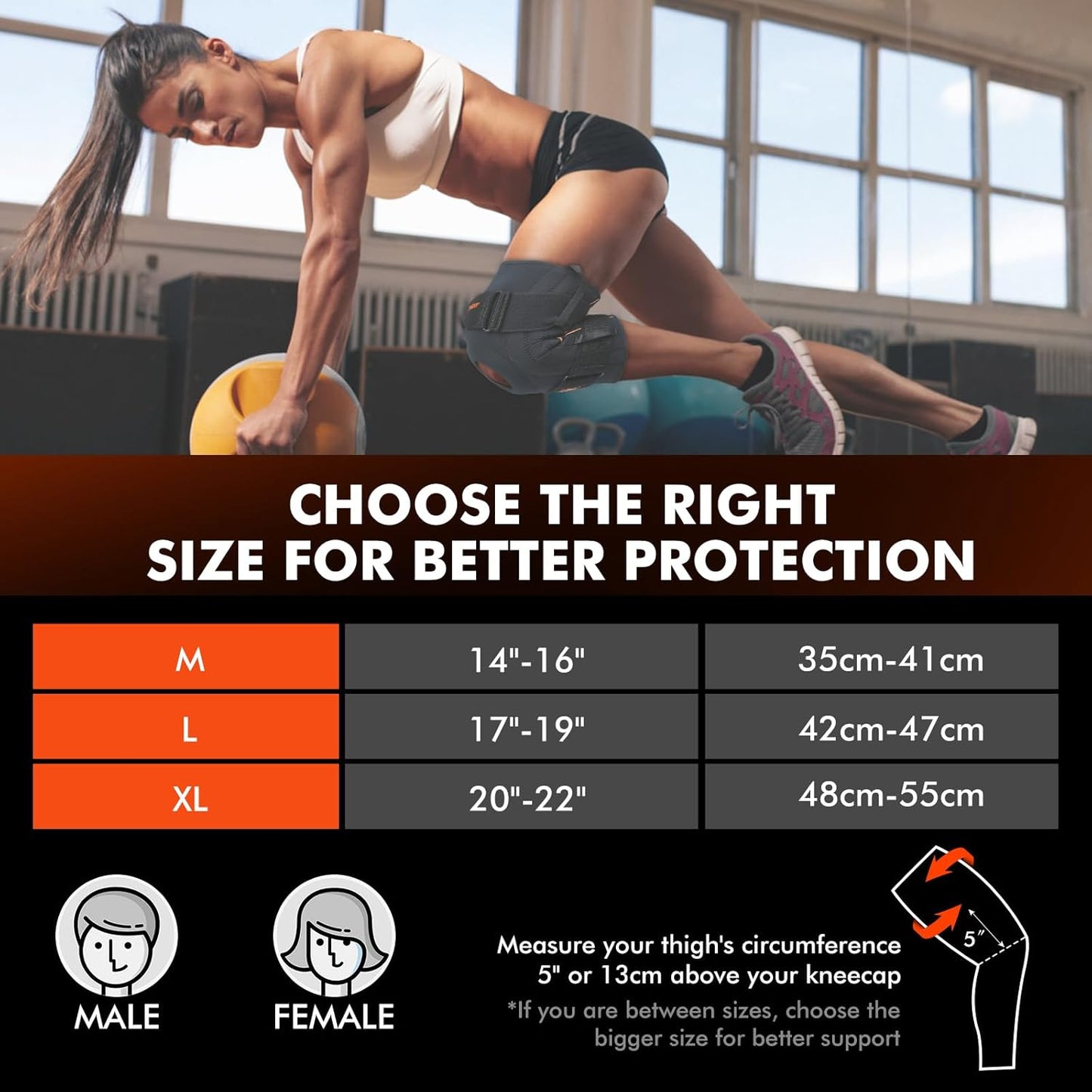 Adjustable Knee Brace for Women and Men, Patella Stabilizer Knee Brace, Knee Support with Side Stabilizers for Knee Pain Relief, Meniscus Tear, and Arthritis Pain (Black, Large)