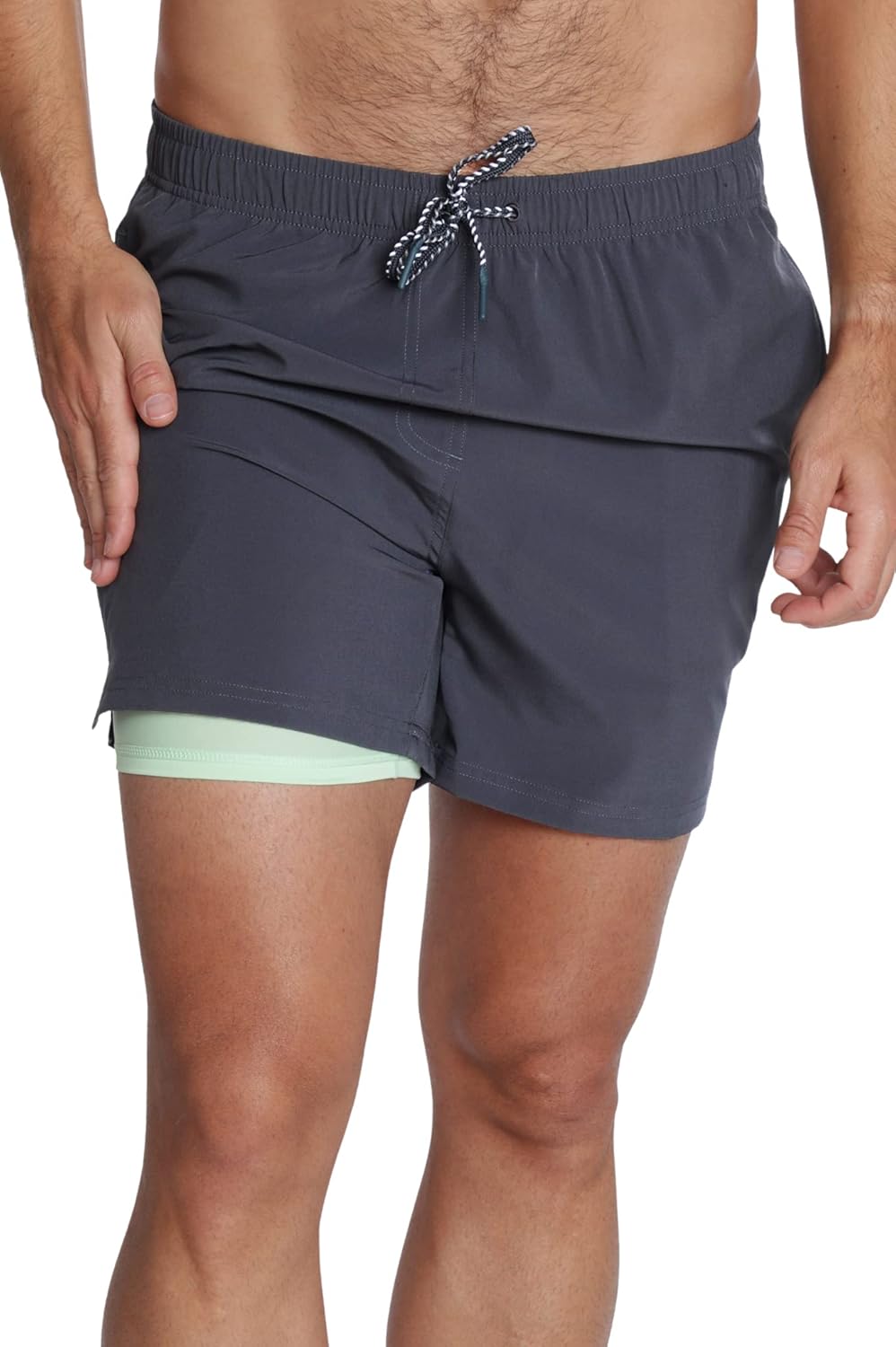 INGEAR Men's Athletic Stretch Workout Shorts Gym Quick Dry Running Trunks Boxer Lining