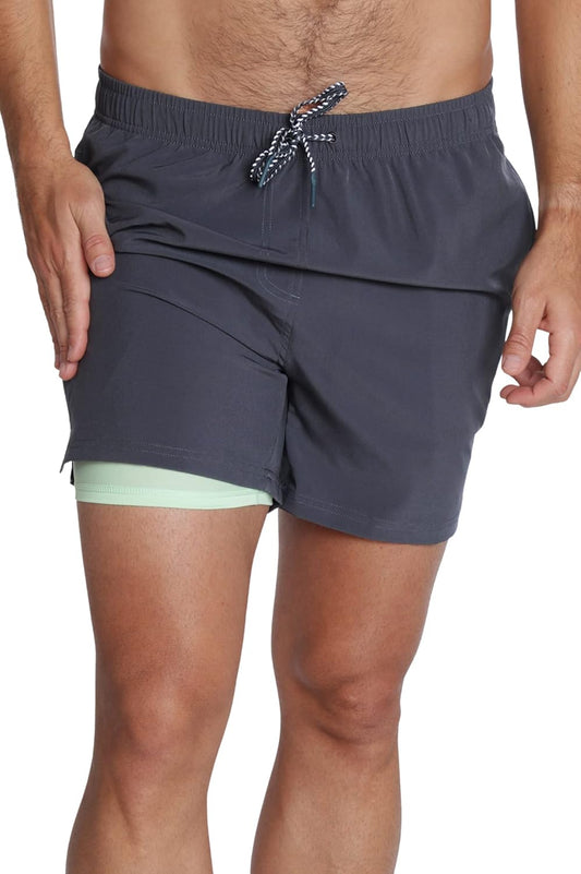 INGEAR Men's Athletic Stretch Workout Shorts Gym Quick Dry Running Trunks Boxer Lining