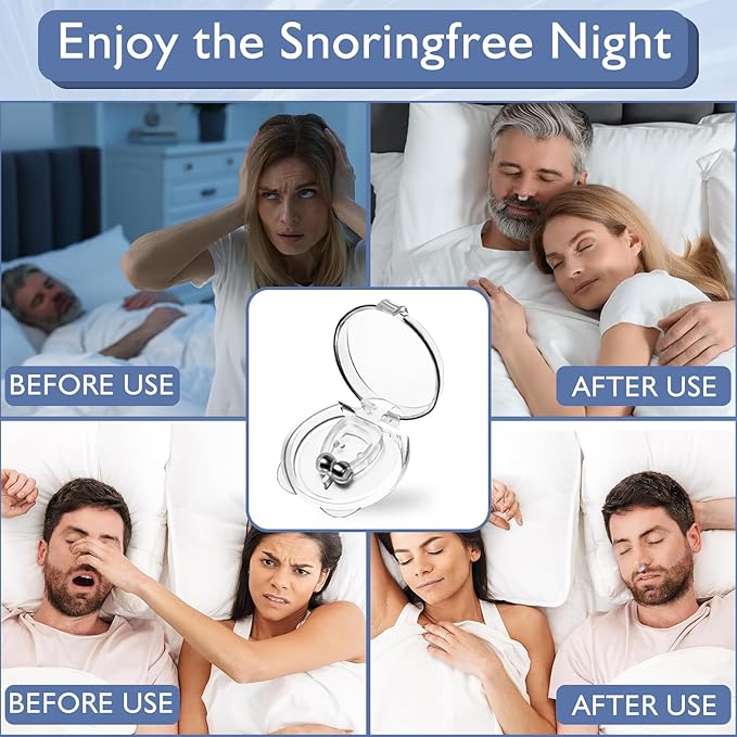 Nasal Dilators for Sleeping, Anti Nose Clip to Ensure Deep Sleep, Snoring Nose Clip Nose Magnet for Breathing Strip, Effective Anti Snoring Devices, Snoring Solution for Men and Women, Clear