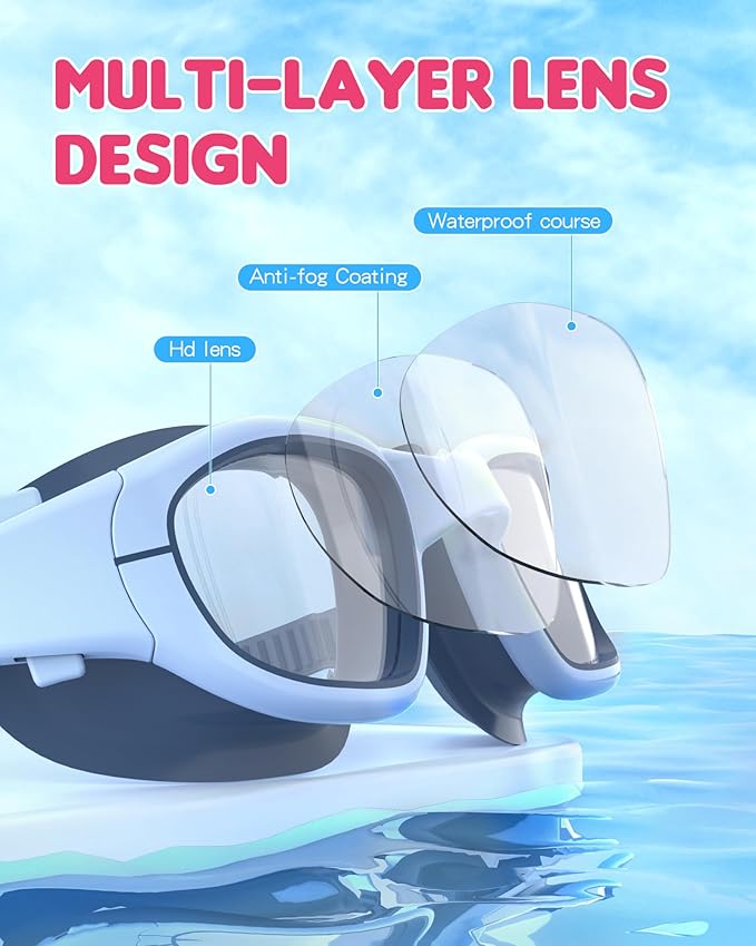 Kids Swim Goggles,Swimming Goggles for Kids 6-14, Anti-Fog UV Protection Pool Glasses for Boys Girls