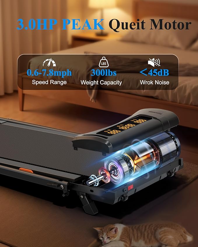 8.7MPH Walking Pad Treadmill for Home with Incline, 3.5HP Real Brushless Treadmill with Incline 350 lb Capacity, Double Deck Running Desk Treadmills Support App and Pre-Set Mode