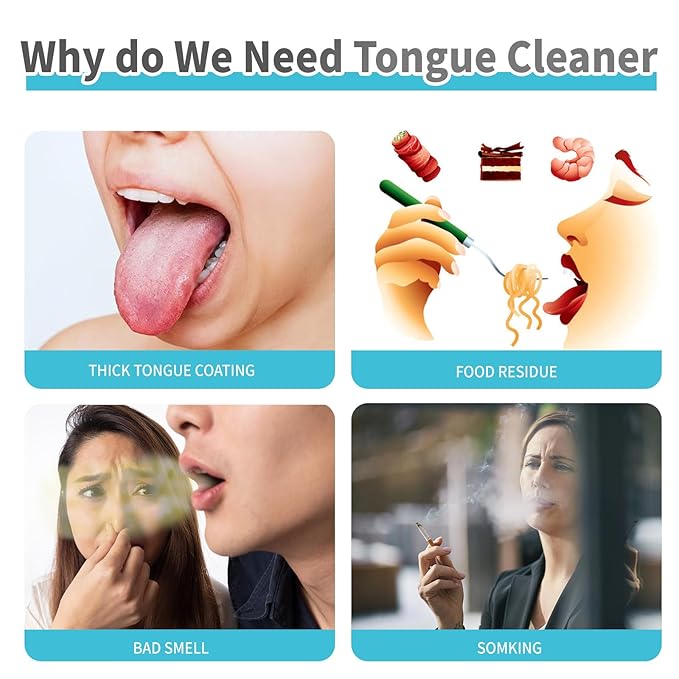 3-Pack Colorful Tongue Scraper for Adults, Stainless Steel, Metal Tongue Brush for Bad Breath, Oral Hygiene Tool, Easy to Use & Portable