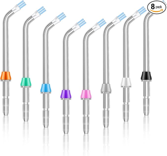 Nuanchu 8 Pieces Compatible with Waterpik Replacement Flossers Replacement Tips, Classic Jet Tips Flosser Refill Heads Replacement Heads for Water Toothpick