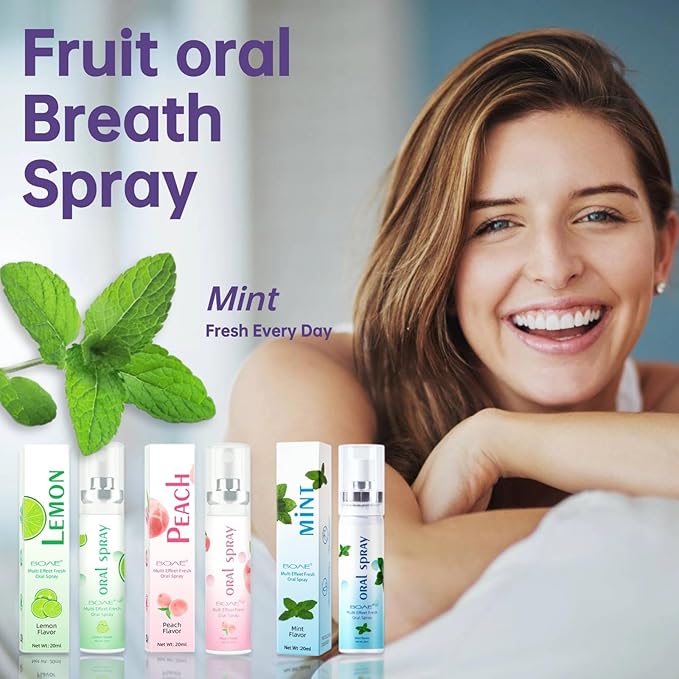 3 Count Fruit Mint Mouth Spray, Breath Spray for Adults, Bad Breath Treatment Oral Breath Spray, Breath Freshener for Bad Breath Mouth Spray, Dry Mouth Spray, (0.7OZ/20ML)