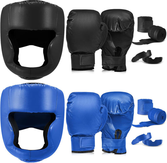 Kanayu 14 Pcs Boxing Set Including 2 Pair of 16 oz Boxing Gloves Headgear Helmet and Hand Wraps Mouth Guards Gifts for Adults Youth Beginners Training Equipment