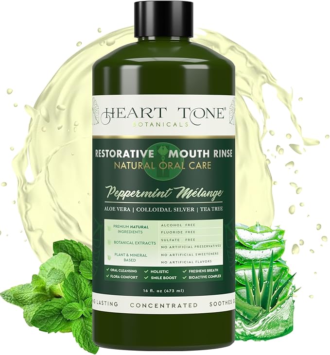 Nano Silver Mouthwash | All Natural | Adult Restorative Mouth Rinse | Aloe Vera, Colloidal Silver, & Tea Tree | Complete Oral Care & Fresh Breath | Fluoride, GMO, & Alcohol Free