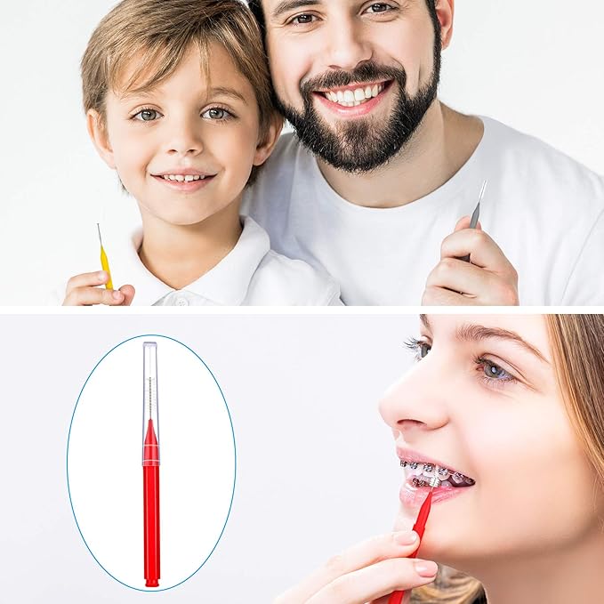 Patelai 50 Pieces Interdental Brush for Cleaner Braces Brush Toothpick Dental Tooth Flossing Head Oral Dental Hygiene Flosser Toothpick Cleaners Tooth Cleaning Tool(Red, Purple, Yellow, Gray, White)