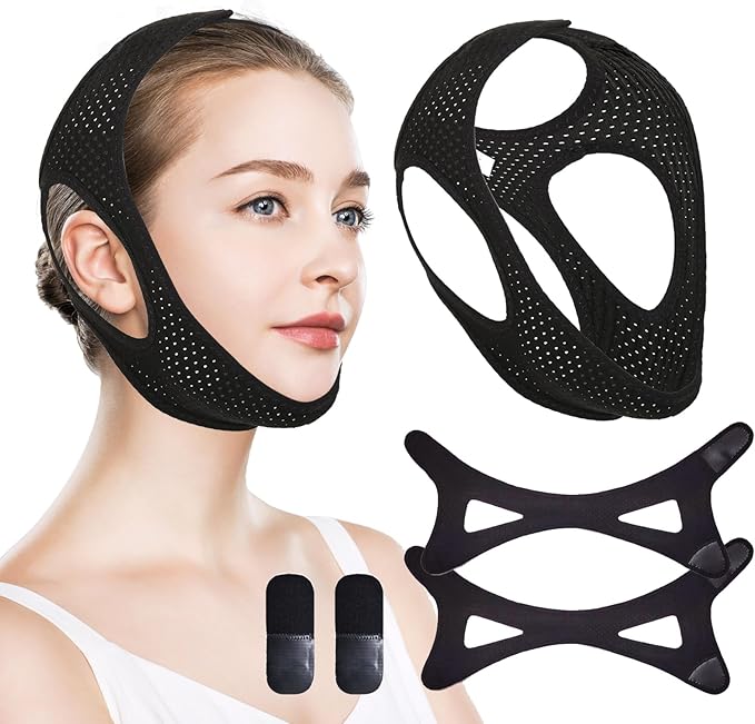 Chin Strap for Sleeping - Effectively Reduce Snoring, Breathing Aid for Snoring，Chin Strap for Users to Keep Mouth Closed, Anti Snore Chin Strap with Adjustable & Breathable Fabric.(2Pack Black/M)