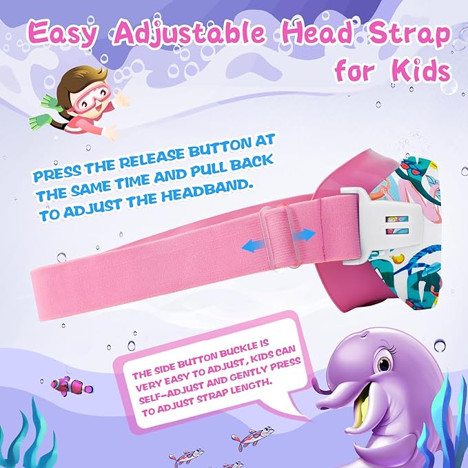 Kids Swim Goggles with Nose Cover, 180° Panoramic Snorkel Mask with Anti-Fog & Anti-Leak Design, Comfort Fabric Strap UV Protection Lens for Boys Girls Ages 3-15