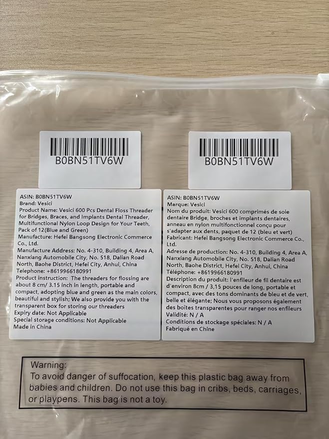 Vesici 600 Pcs Dental Floss Threader for Bridges, Braces, and Implants Dental Threader, Multifunctional Nylon Loop Design for Your Teeth, Pack of 12(Blue and Green)