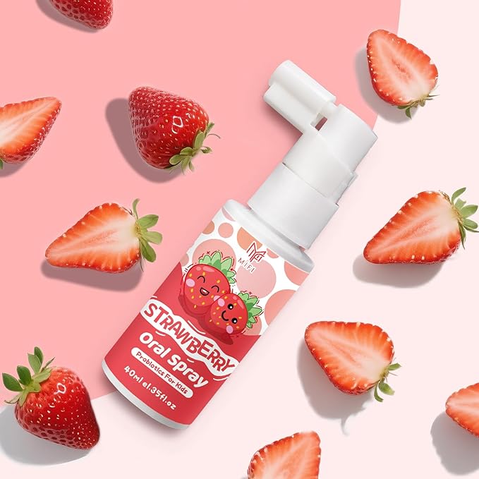 Kids Oral Spray - Probiotic Fruit Flavored Toothpaste Helper for Toddlers, Daily Fresh Breath, Gentle Oral Care Spray for Children (2Pack, Strawberry)