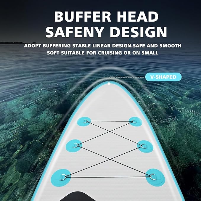 Inflatable Stand Up Paddle Board 10‘x30‘‘- Ultra-Light SUP with Backpack, Pump, Paddle, Coil Leash, 3 Fins, Repair Kit, Stable Design, Non-Slip EVA Deck for Adults & Youth