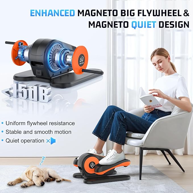 ANCHEER Under Desk Elliptical, Electric Leg Exerciser While Sitting for Seniors, Fully Assembled Motorized Ellipse Leg Exerciser Seated Elliptical Machine with 12 Adjustable Speeds