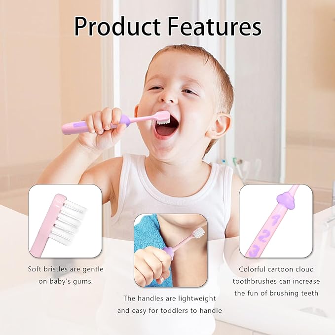SNOWROSE 8 Pcs Kids Toothbrushes,Soft Bristles Toothbrushes for 2-12 Years Old Kids, Multicolor Baby Toothbrush Pack, Cute Toddler Toothbrush Girl & Boy