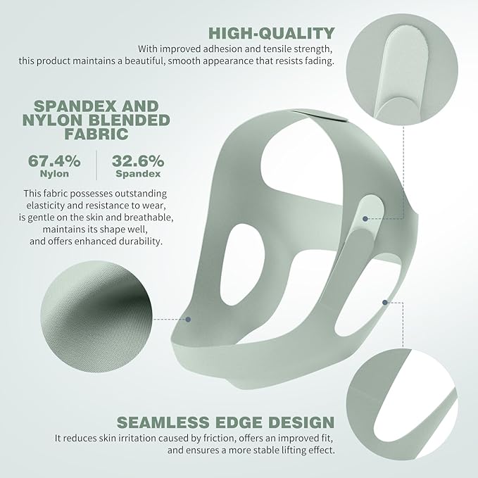 OHELEEP Anti Snore Chin Strap for CPAP Users, Snore Stopper Adjustable, Chin Strap for Sleeping Comfortable Stop Snoring Solution, Anti Snoring Devices Breathable and Reusable, Light Green, M