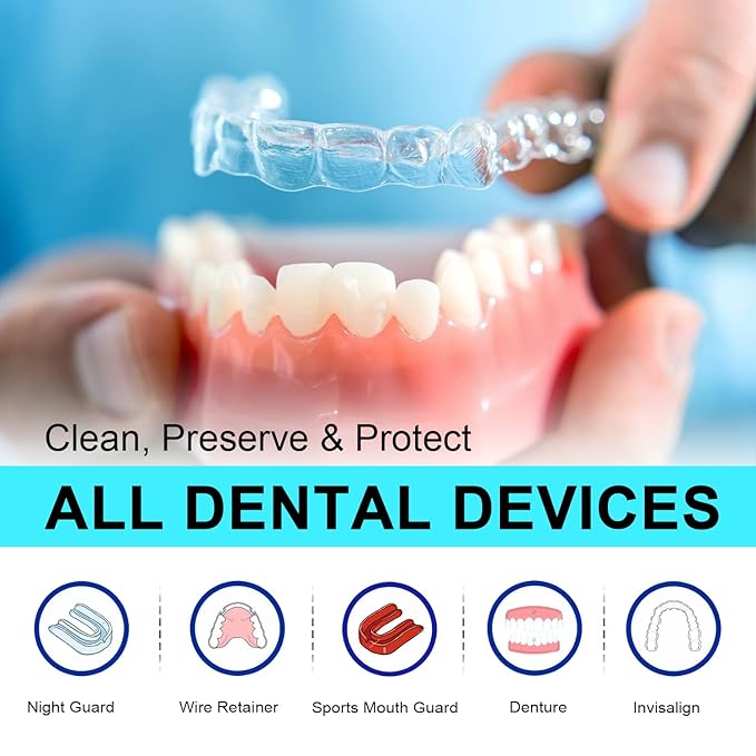 MySmile Retainer Cleaner with 120 Denture Cleaning Tablets, Quickly Remove Odors, Discoloration Stains & Plaque from Aligner, Mouth Guard, Night Guard and More Dental Appliances (Orange Flavor)