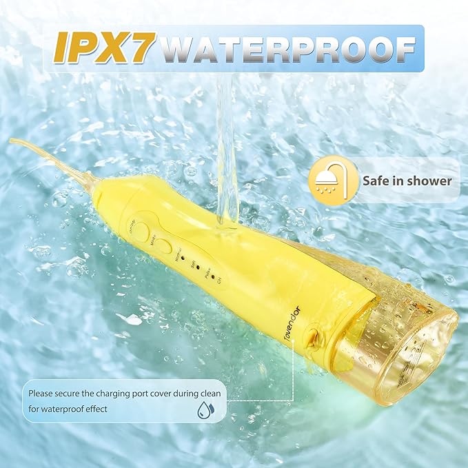 TOVENDOR Electric Water Dental Flosser Teeth Pick, Cordless Flossers Oral Irrigator IPX7 Waterproof 300ML Rechargeable Travel Water Teeth Cleaner with 5 Tips for Home Braces Care Gums Deep Cleaning