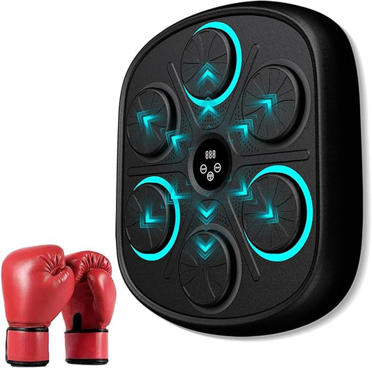 2025 New Model Smart Music Boxing Machine for Adults and Kids, Training Machine with LED Electronic Wall Mounted, Home Indoor Workout Equipment with Premium Boxing Gloves