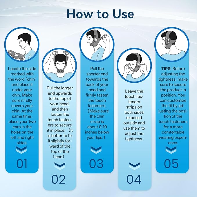 Chin Strap for Sleeping with 4-Side Adjustment, Anti Snoring Chin Strap Elasticity for Adults, Anti Snoring Devices Breathable and Durable, Snore Stopper for CPAP Users, Black, M