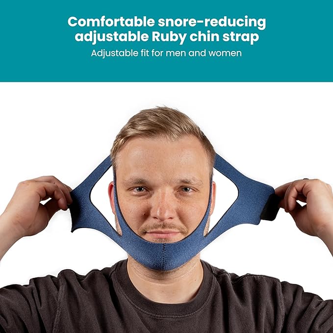 LIfeSource Made in USA Ruby XL Anti Snoring, Chin Strap for CPAP Users, Chin Strap for Snoring, Breathable, Adjustable, Latex Free, Comfortable Sleep Support for Men & Women, Snoring Support, Navy