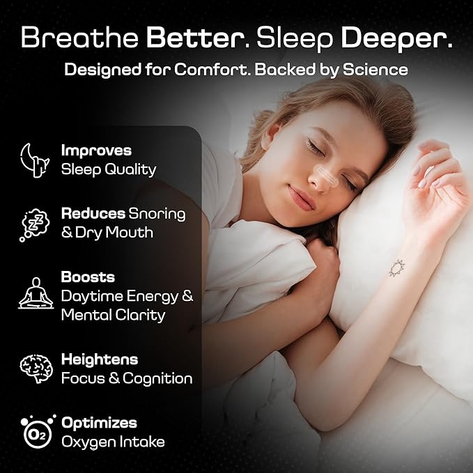 Nasal Strips for Snoring & Sleeping (60 PK) - Nose Strips for Breathing - Deviated Septum Tape & Sinus Congestion Relief for Adults - Improve Sleep Quality, Energy and Productivity, Lessen Snoring