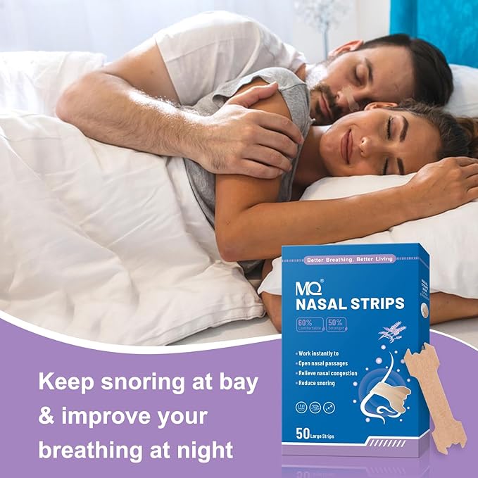 MQ 100ct Nasal Strips for Snoring Lavender Scent Nose Strips for Breathing Extra Strength Snore Strips to Open Nasal Passages, Relieve Nasal Congestion