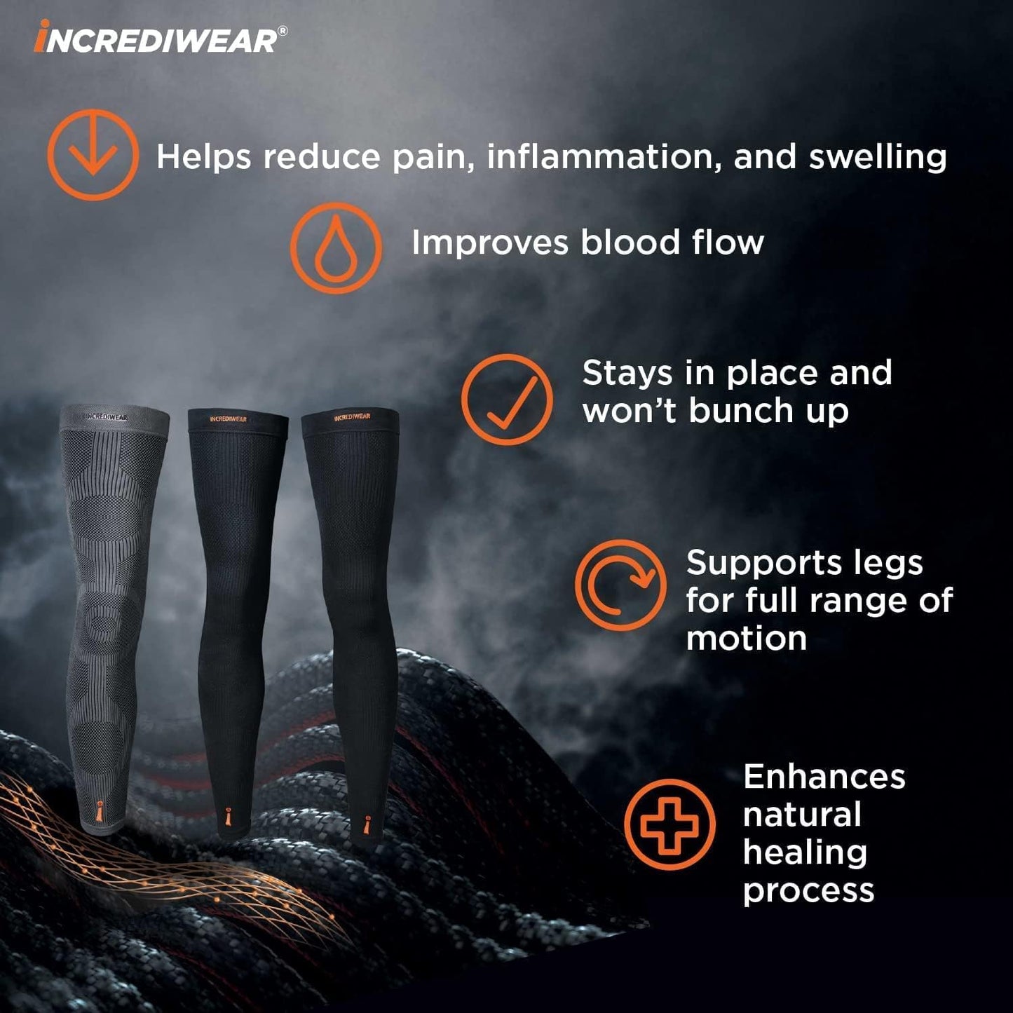 Incrediwear Leg Sleeve 2pk – Full Length Long Leg Sleeve for Leg Pain Relief & Muscle Recovery, Helps Reduce Swelling & Inflammation, Promotes Circulation, Leg Sleeves for Men & Women (Royal, Large)