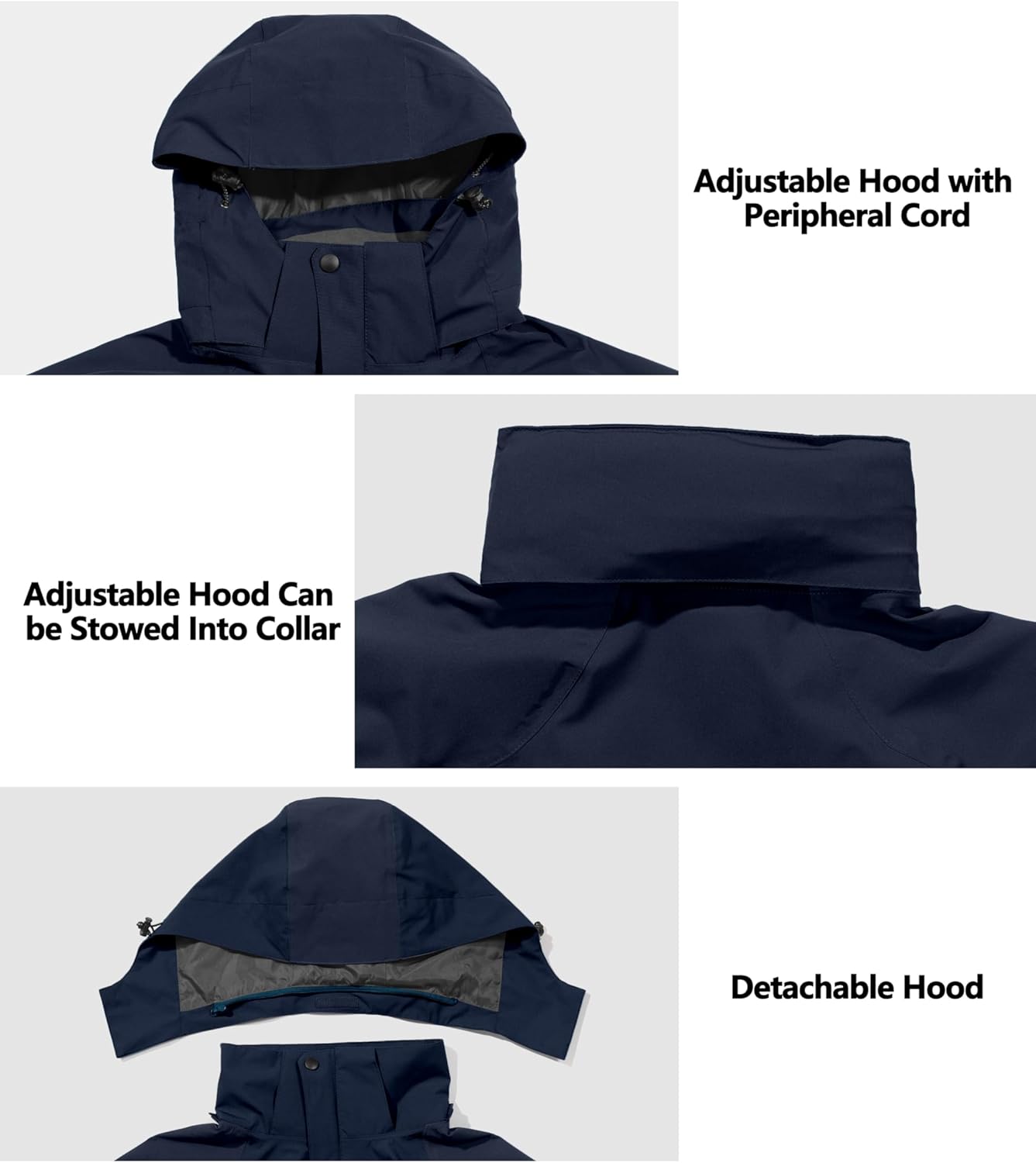 Little Donkey Andy Men's Waterproof Rain Jacket Outdoor Lightweight Hooded Raincoat for Hiking Golf Travel Fishing