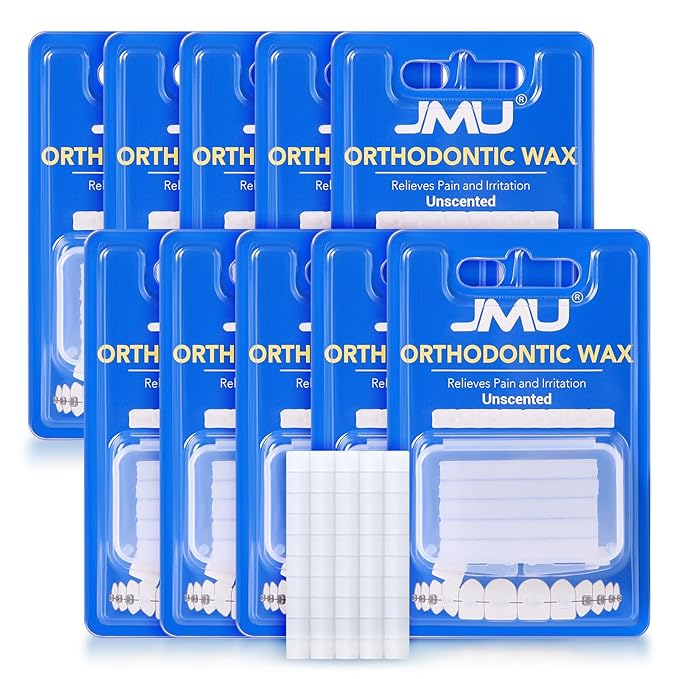 JMU Orthodontic Wax for Braces 10 Pack, Precut 500 Braces Wax Dots, Dental Wax Unscented