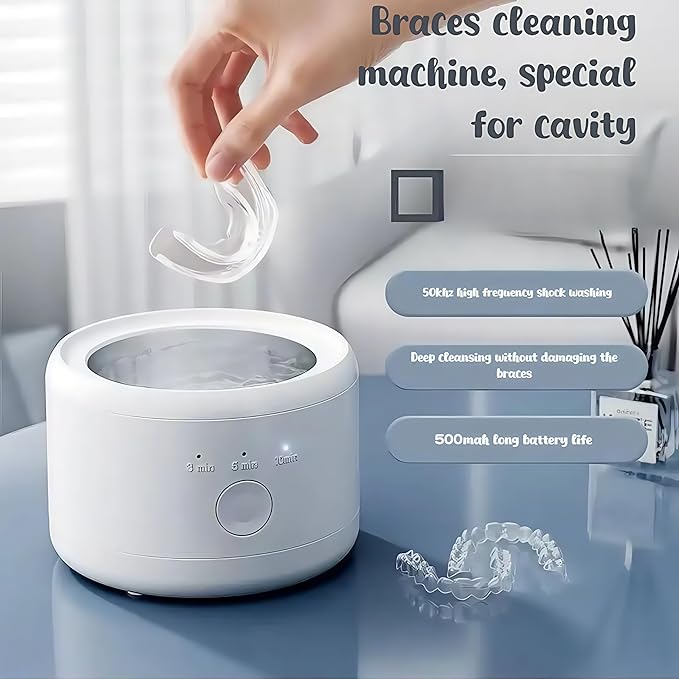 Three Modes Denture Cleaner Machine for Invisalign Cleaner,50kHz Ultrasonic Retainer Cleaner Machine,200ML Mouth Guard Cleaner,For Dentures,Mouth Guards,Braces,Aligners,Toothbrush,Jewelry