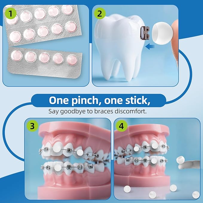 RioRand Orthodontic Wax for Braces Wax 120 Individual Hygienic Packaging Clear dental Wax Dots Portable and Easy to Tear Mint