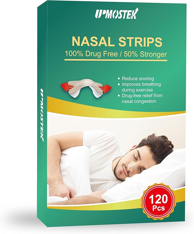 Nasal Strips for Snoring, 120 Count Extra Strength Nose Strips for Breathing, Sleep Snore Strips for Men Women, Relieve Nasal Congestion Due to Colds & Allergies, Anti Snoring - Tan