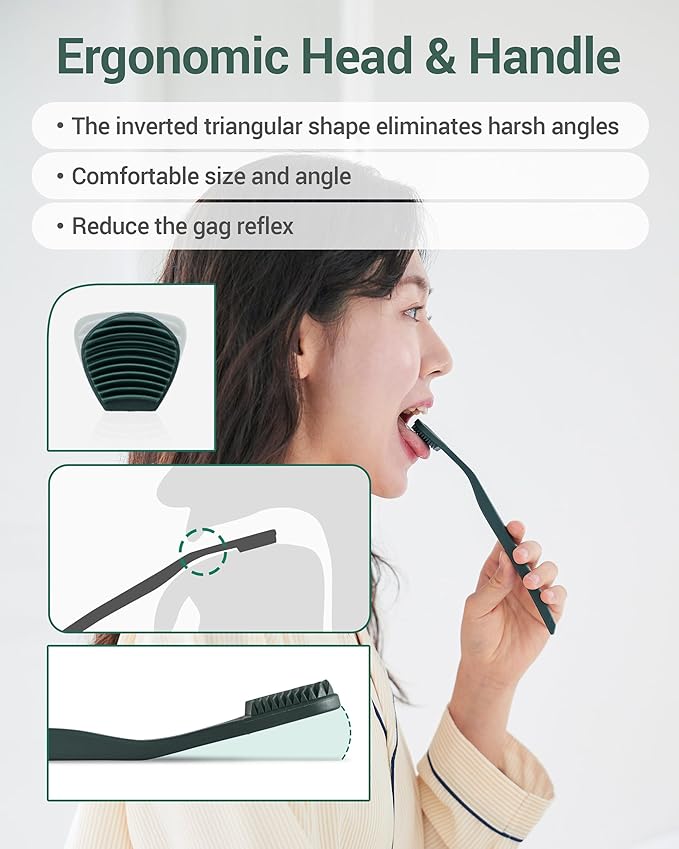 DEARCUS Korean Tongue Scraper with 3 Replaceable Heads - 100% BPA Free TPE Tongue Cleaner - Reduce Bad Breath & Without Hurt - Hygienic Scraper - Modern & Simple Design (Gray)